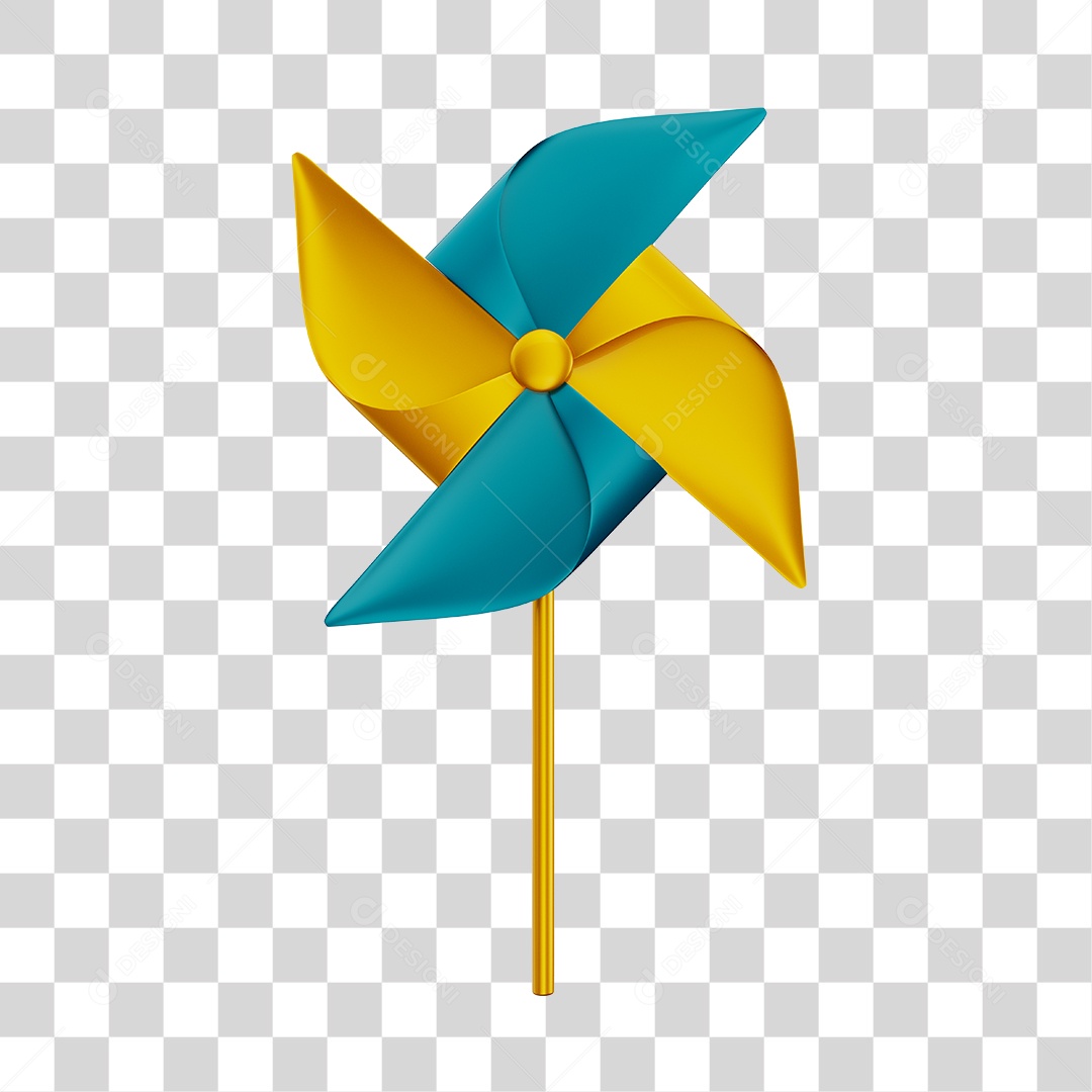 Catavento Colorido Brinquedo Infantil Elemento 3D PNG