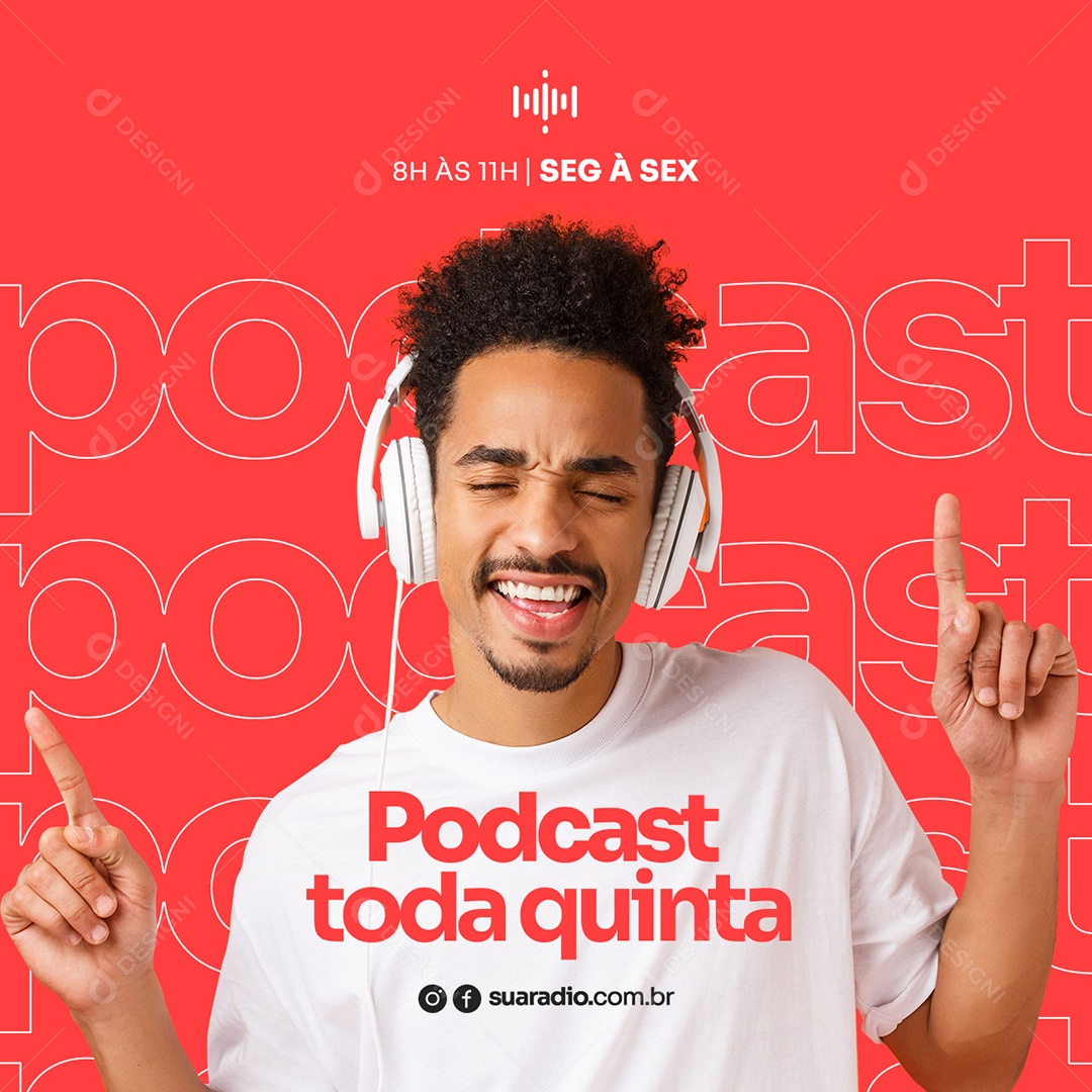 Podcast Toda Quinta Rádio Social Media PSD Editável