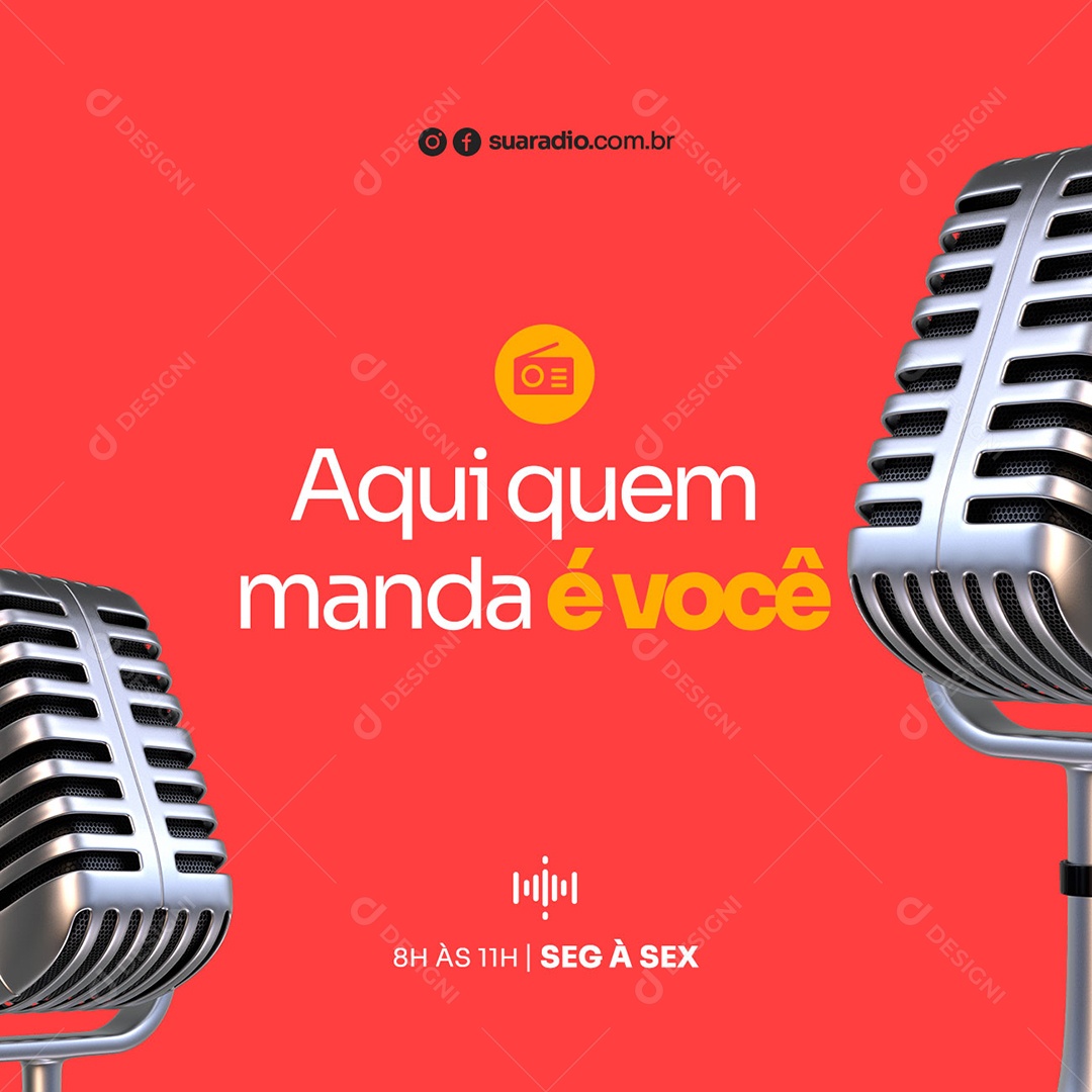 Aqui Quem Manda é Você Rádio Social Media PSD Editável