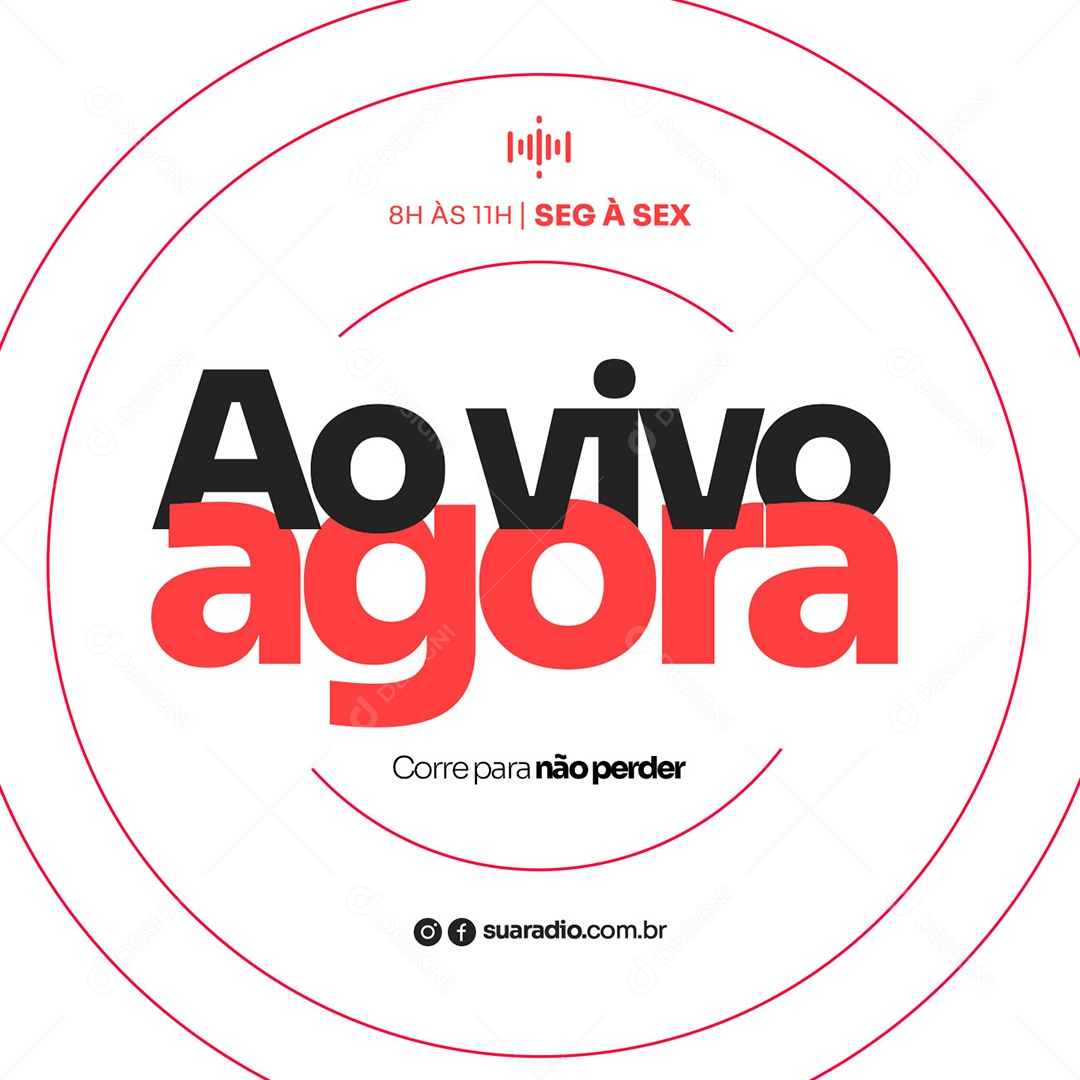 Rádio Ao Vivo Agora Corre Para Não Perder Social Media PSD Editável