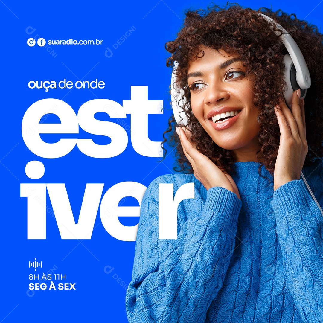 Ouça de Onde Estiver Rádio Social Media PSD Editável