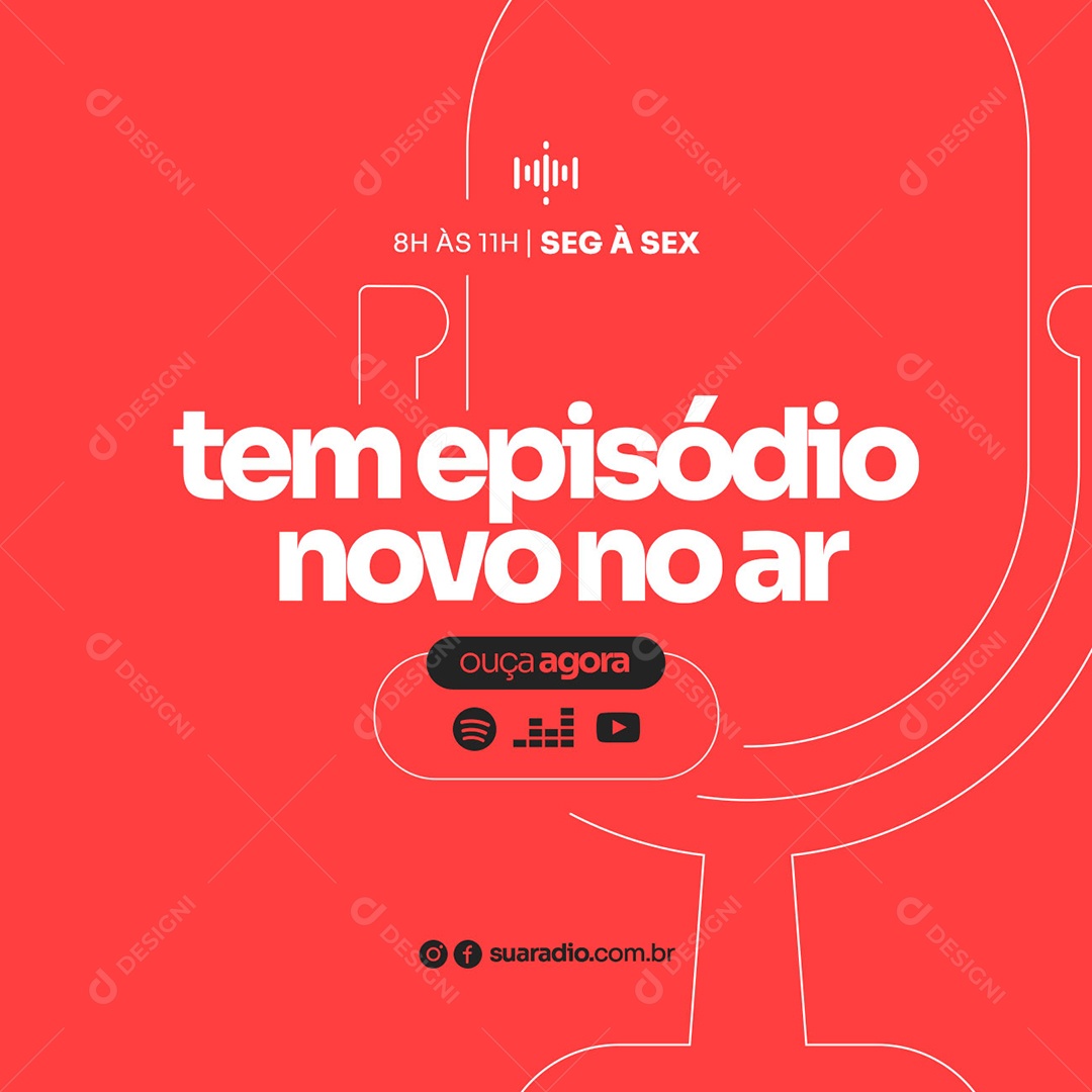 Tem Episódio Novo No Ar Rádio Social Media PSD Editável