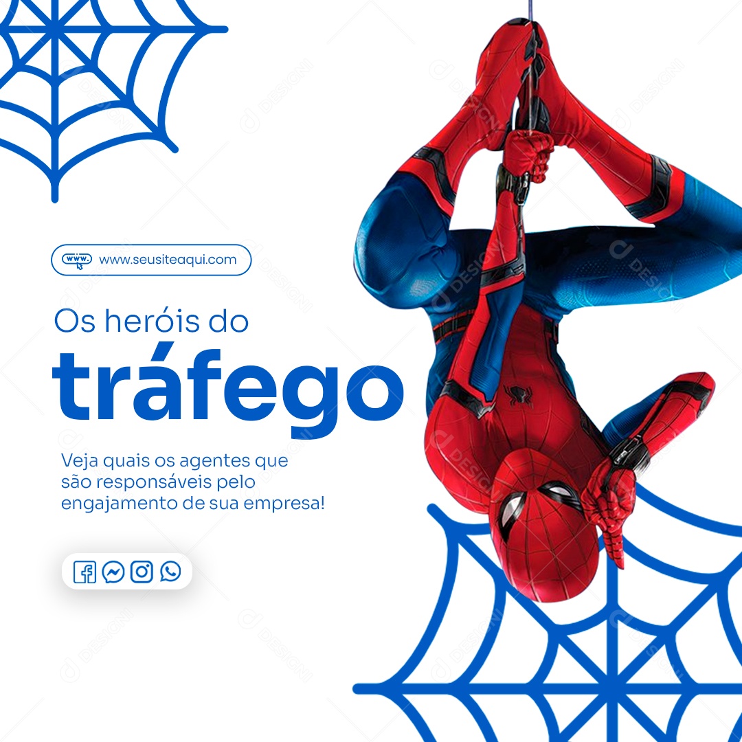 Os Heróis do Tráfego Veja Quais as Vantagens Tráfego Pago Social Media PSD Editável