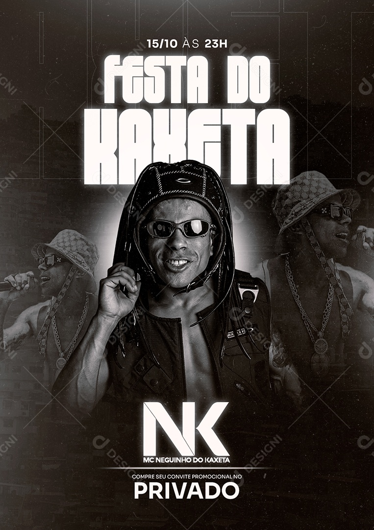 Festa do Kaxeta Privado Mc Neguinho Do Kaxeta Flyer Social Media PSD Editável