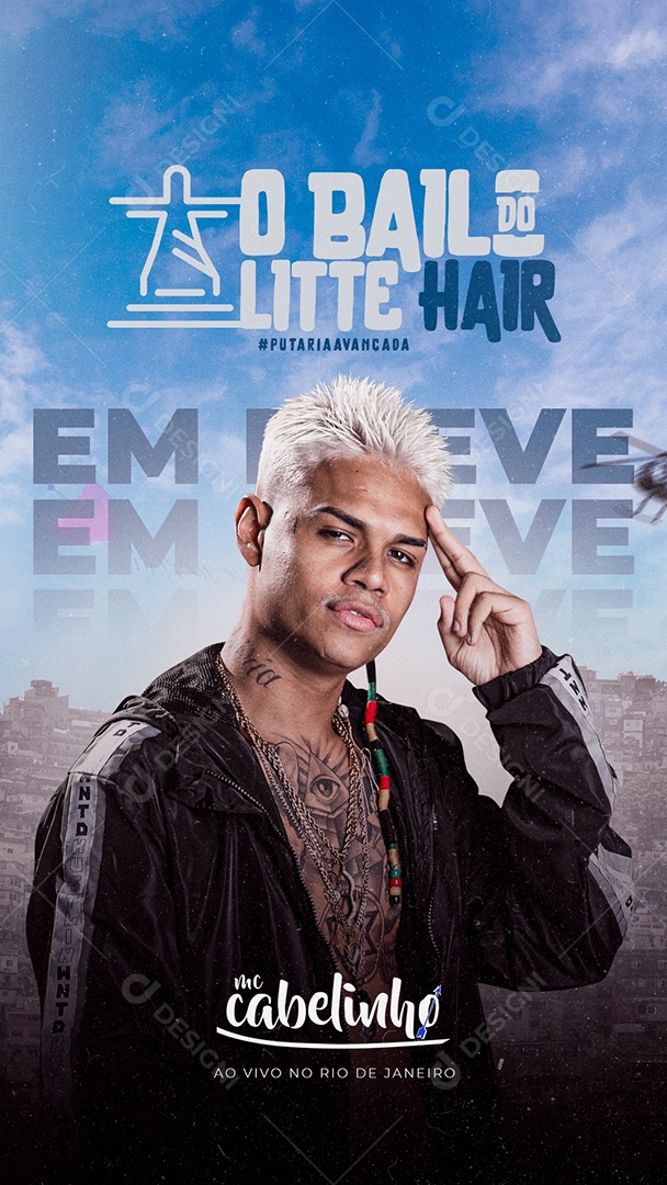 Story O Baile do Litte Hair Mc Cabelinho Flyer Social Media PSD Editável