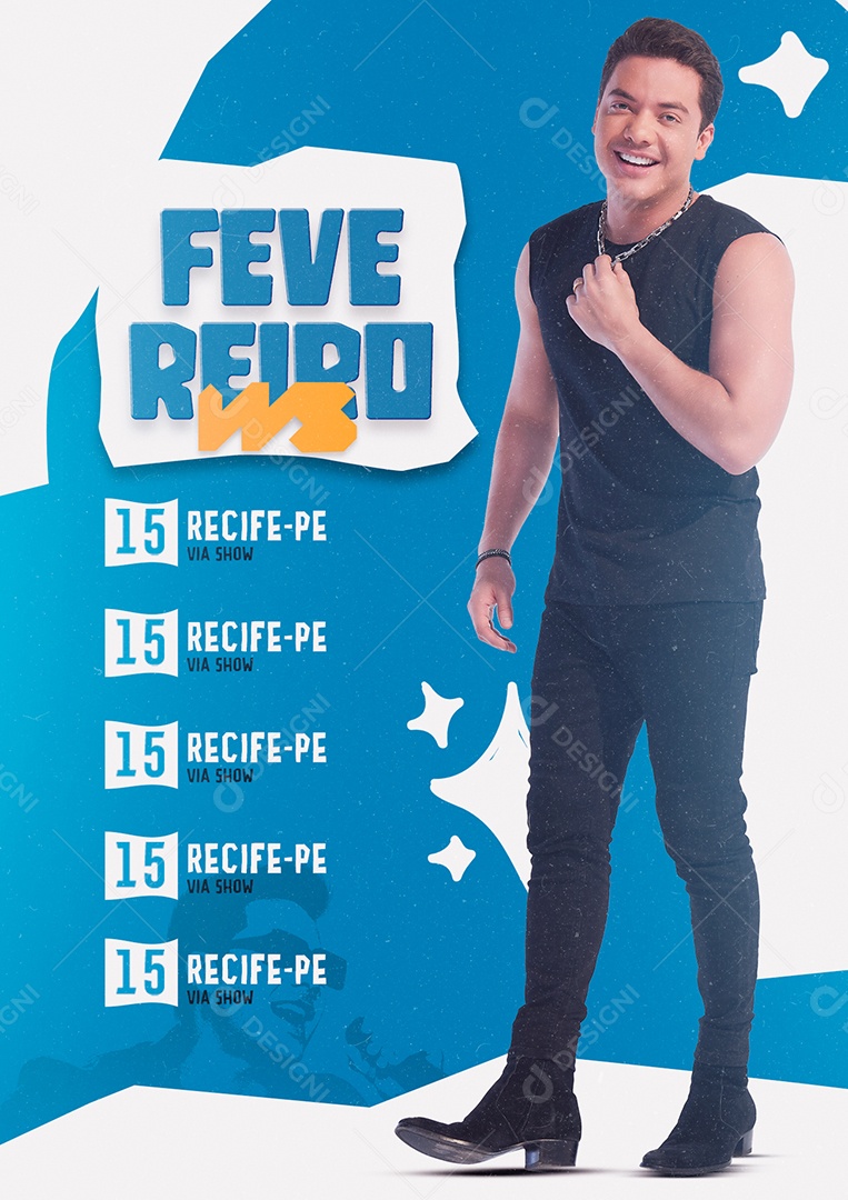 Agenda de Fevereiro Wesley Safadão Flyer Social Media PSD Editável