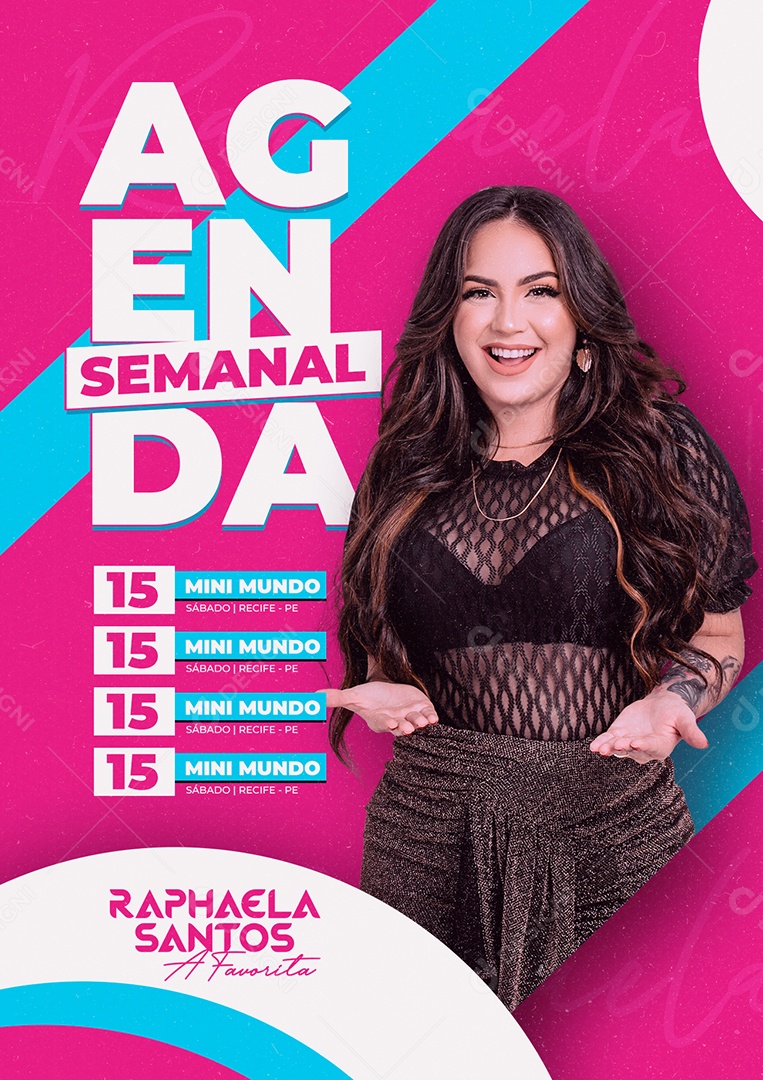 Agenda Semanal Raphaela Santos Flyer Social Media PSD Editável