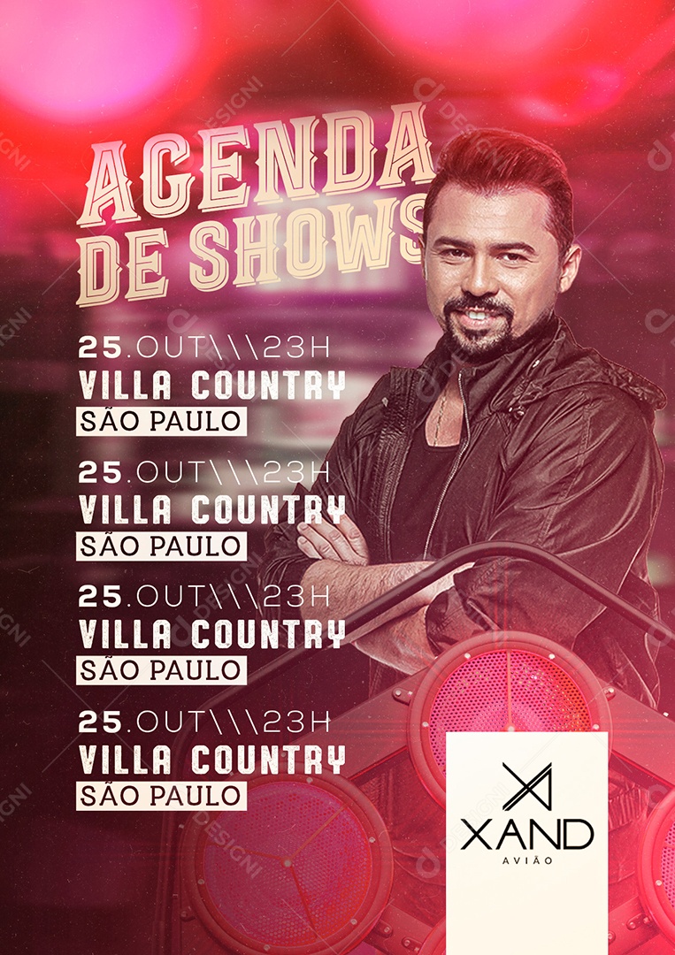 Agenda de Shows Xand Avião Flyer Social Media PSD Editável
