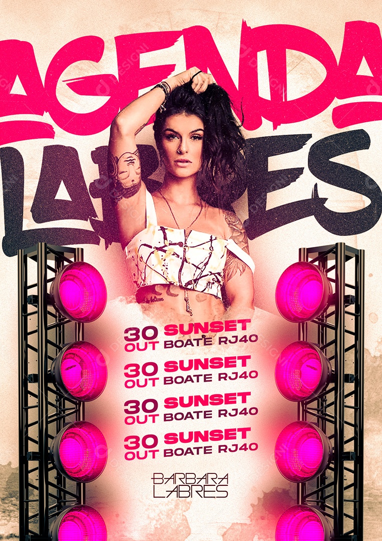 Agenda Mensal Bárbara Labres Flyer Social Media PSD Editável