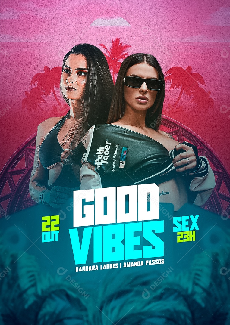 Good Vibes Bárbara Labres e Amanda Passos Flyer Social Media PSD Editável