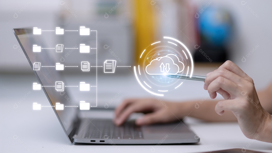 Documento em pasta para gerenciar um sistema de nuvem híbrida e fazer download