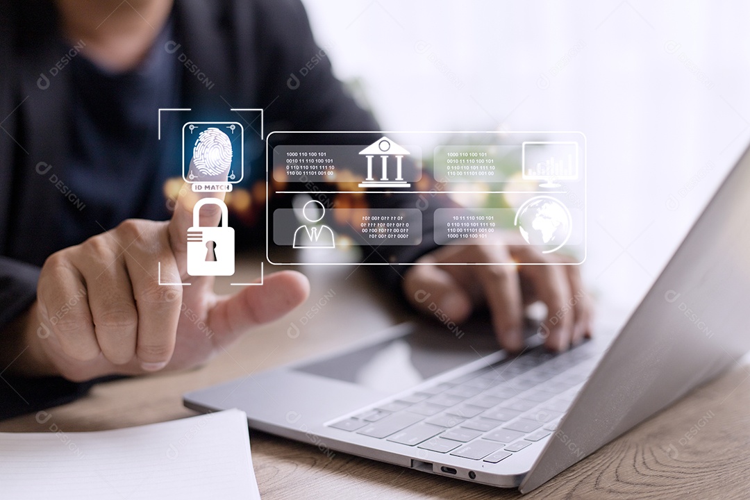 Conceito de tecnologia digital de segurança cibernética, empresários