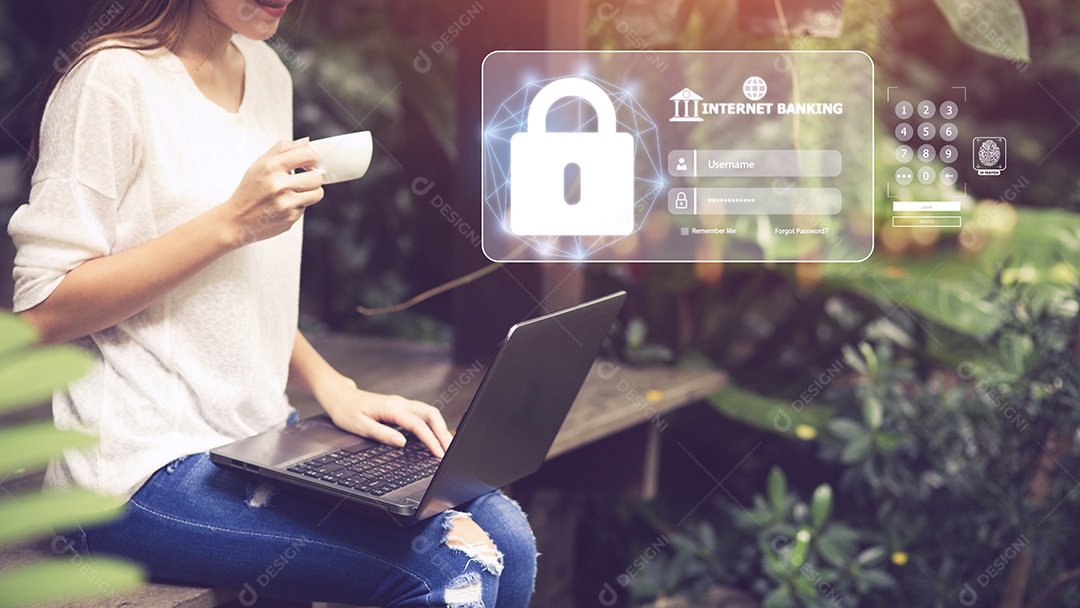 Pessoas usam internet banking em smartphones.