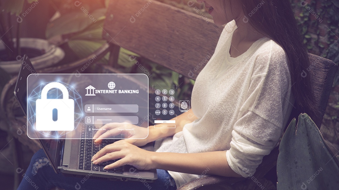 Pessoas usam internet banking em smartphones.