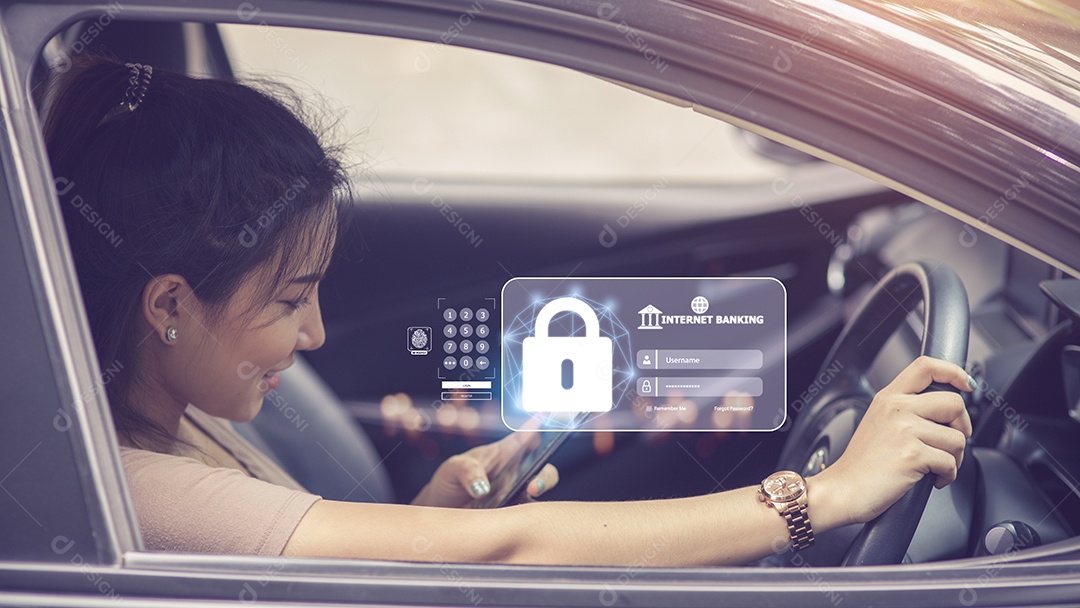 Pessoas usam internet banking em smartphones.