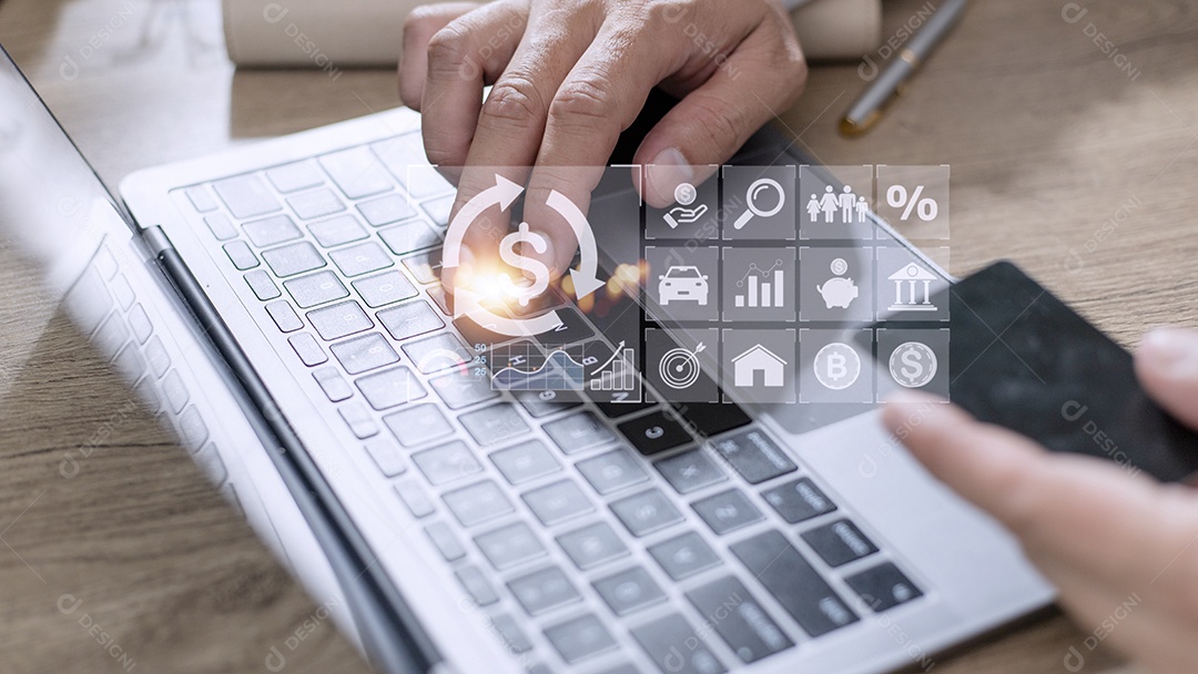 Conceito de diversificação de portfólio de gestão de investimentos financeiros de fundos