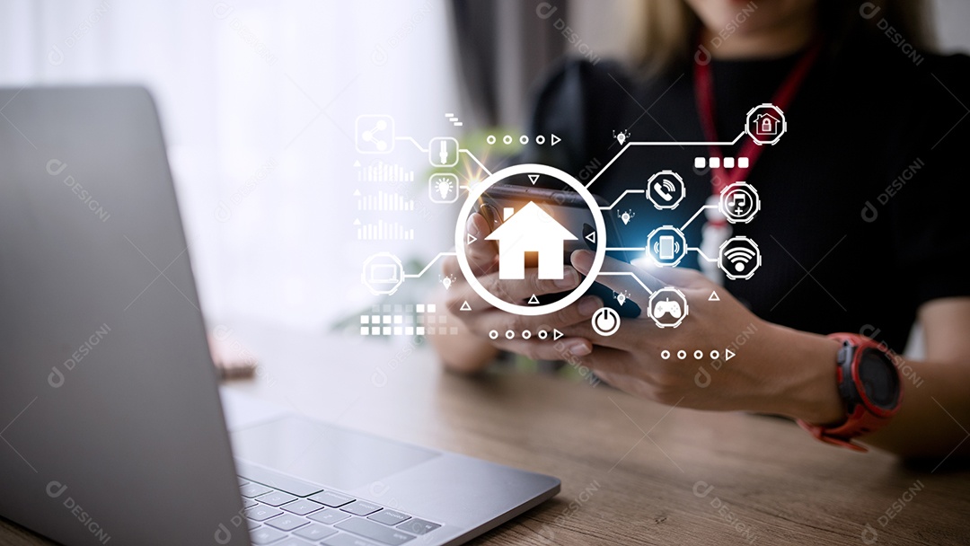 Controle de casa inteligente com Smartphone, Estilo de vida da pessoa no moderno