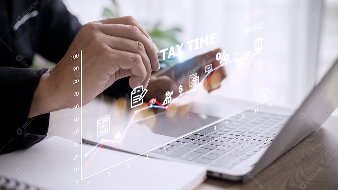 Conceito de finanças de negócios de otimização de pagamento de impostos, sagacidade de pessoas