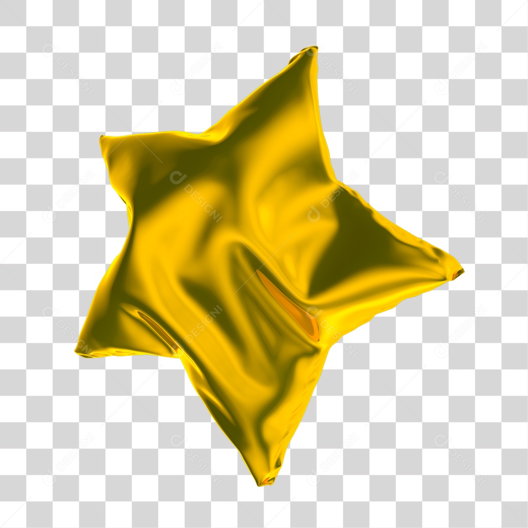 Elemento 3D Estrela Balão Amarelo PNG