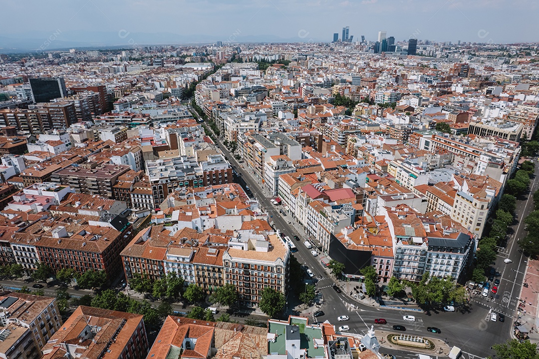 Vista aérea da cidade de Madrid, Espanha.