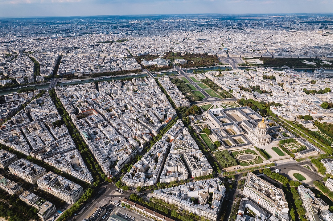 Vista aérea da cidade de Paris, França.