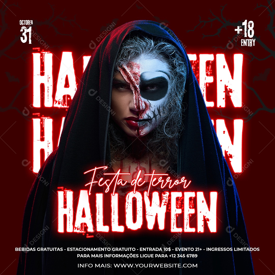 Social Media Festa de Terror Halloween PSD Editável
