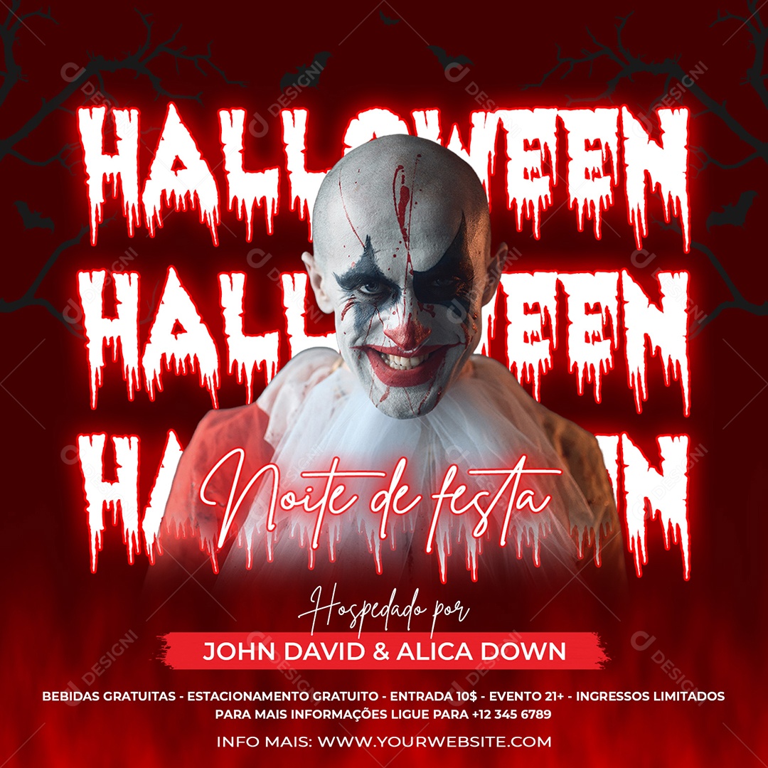 Social Media Flyer Noite de Festa Halloween PSD Editável