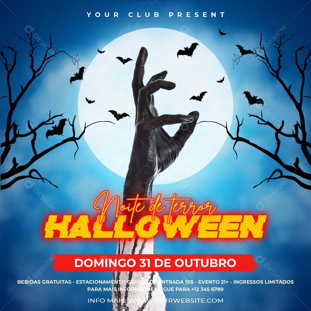 Social Media Noite de Terror Halloween PSD Editável