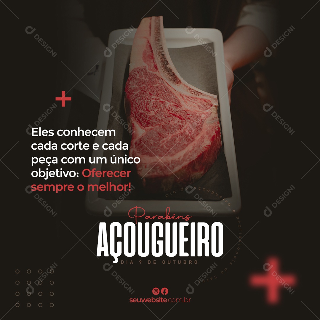 Parabéns Açougueiro Dia 9 De Outubro Data Comemorativa Social Media PSD Editável