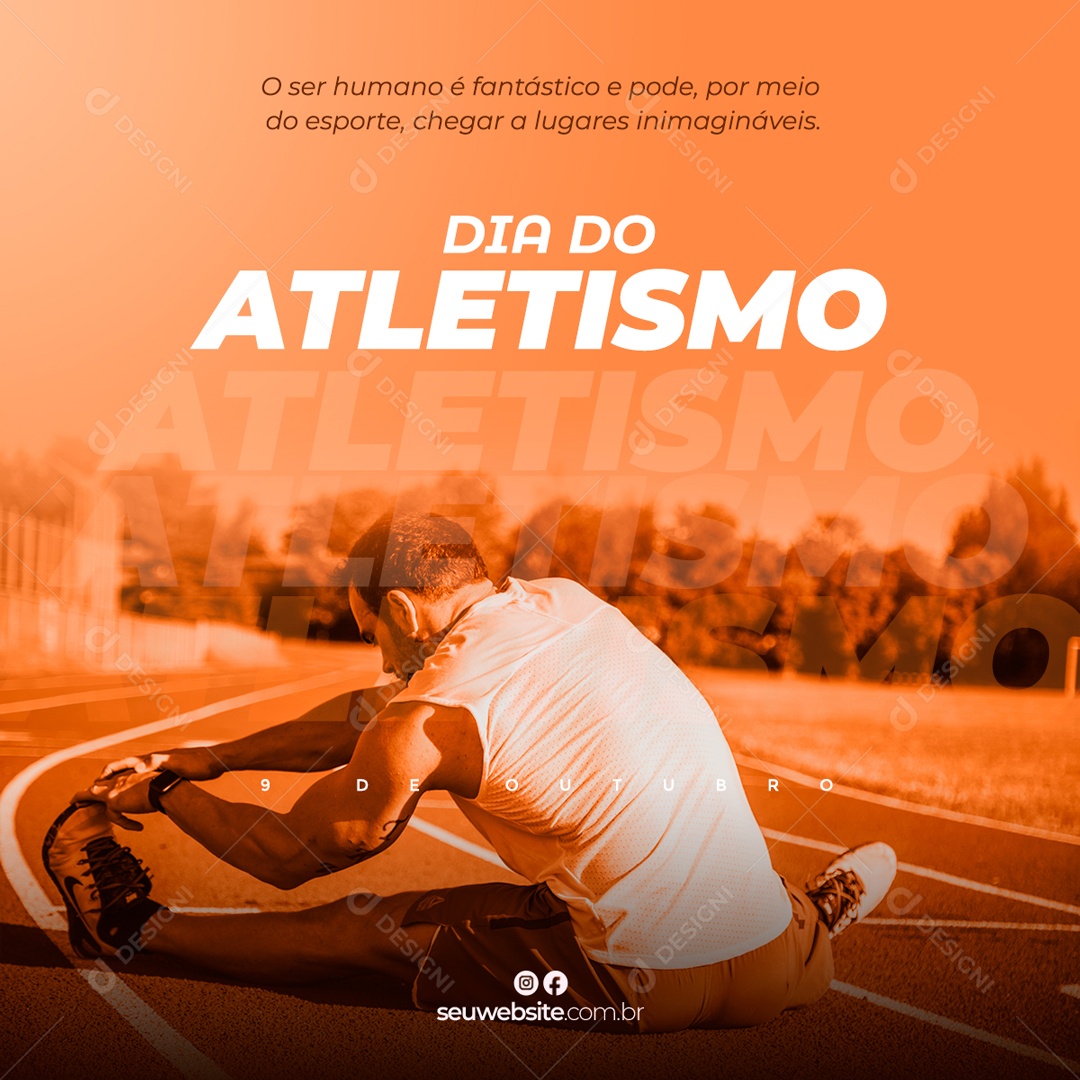 Dia Do Atletismo Dia 9 De Outubro Data Comemorativa Social Media PSD Editável