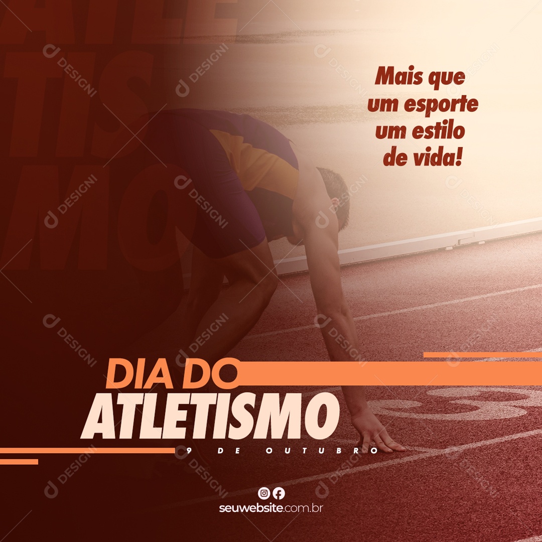 Dia Do Atletismo Dia 9 De Outubro Data Comemorativa Social Media PSD Editável