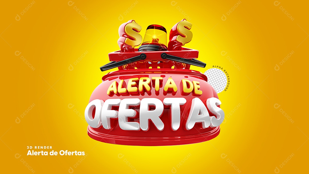 Selo 3D Para Composição Alerta De Ofertas PSD