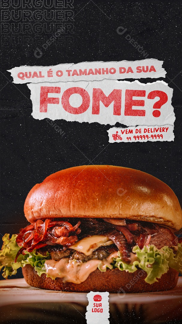 Qual é O Tamanho Da Sua Fome Social Media PSD Editável