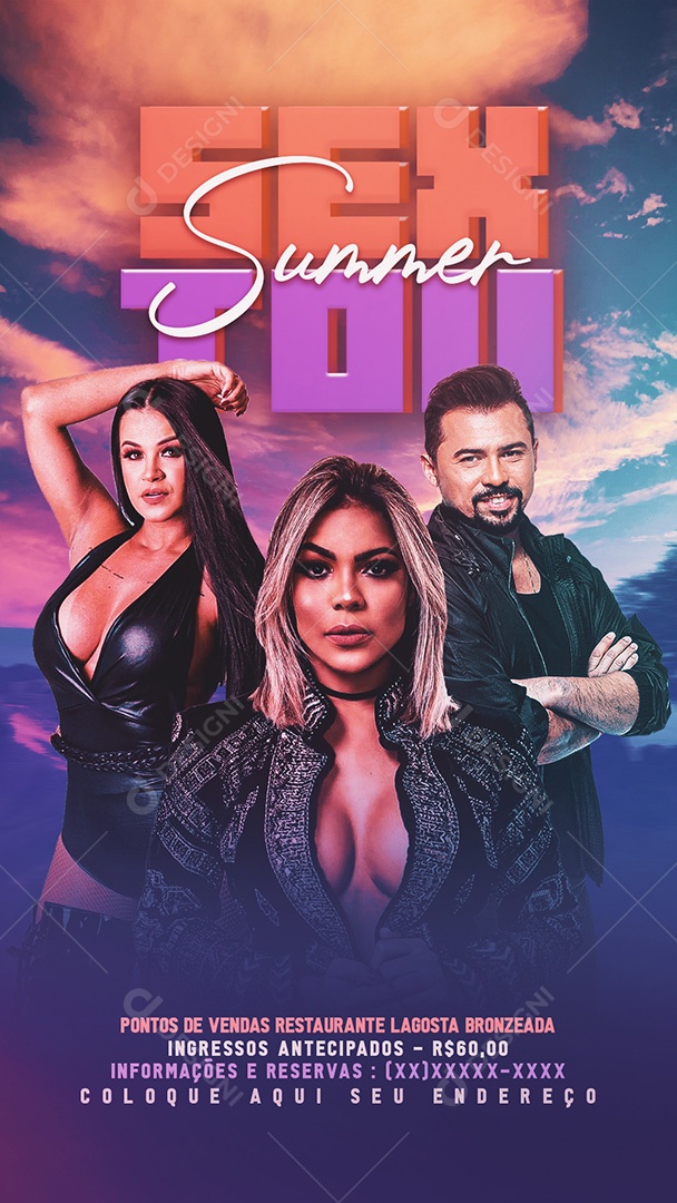 Flyer Sextou Summer Shows Social Media PSD Editável
