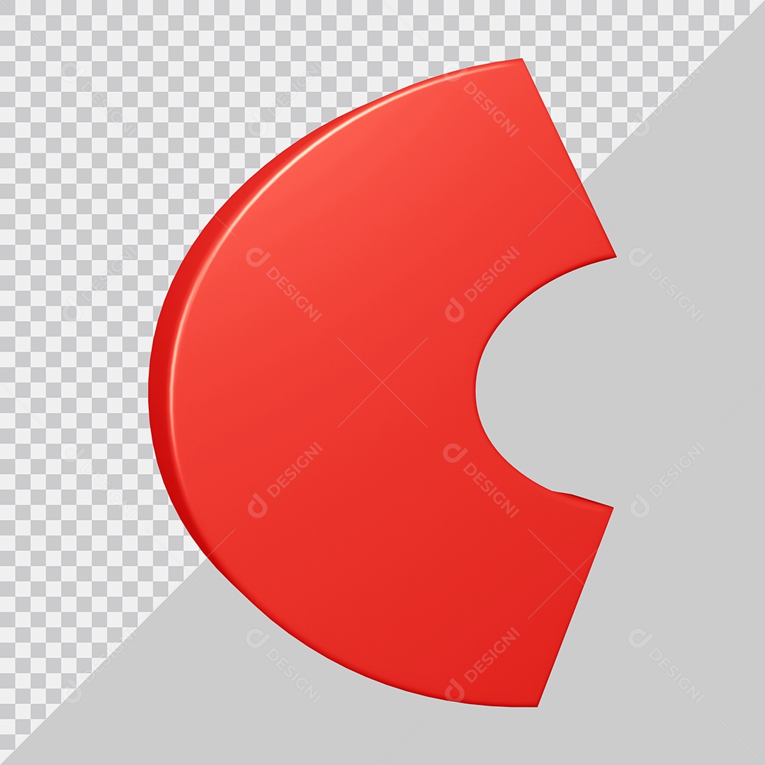 Elemento 3D Para Composições Letra C Vermelha PSD