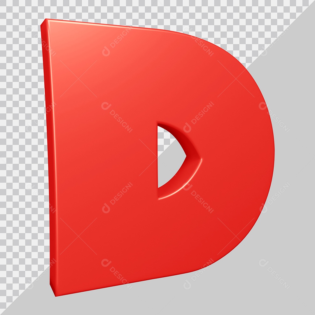 Elemento 3D Para Composições Letra D Vermelha PSD
