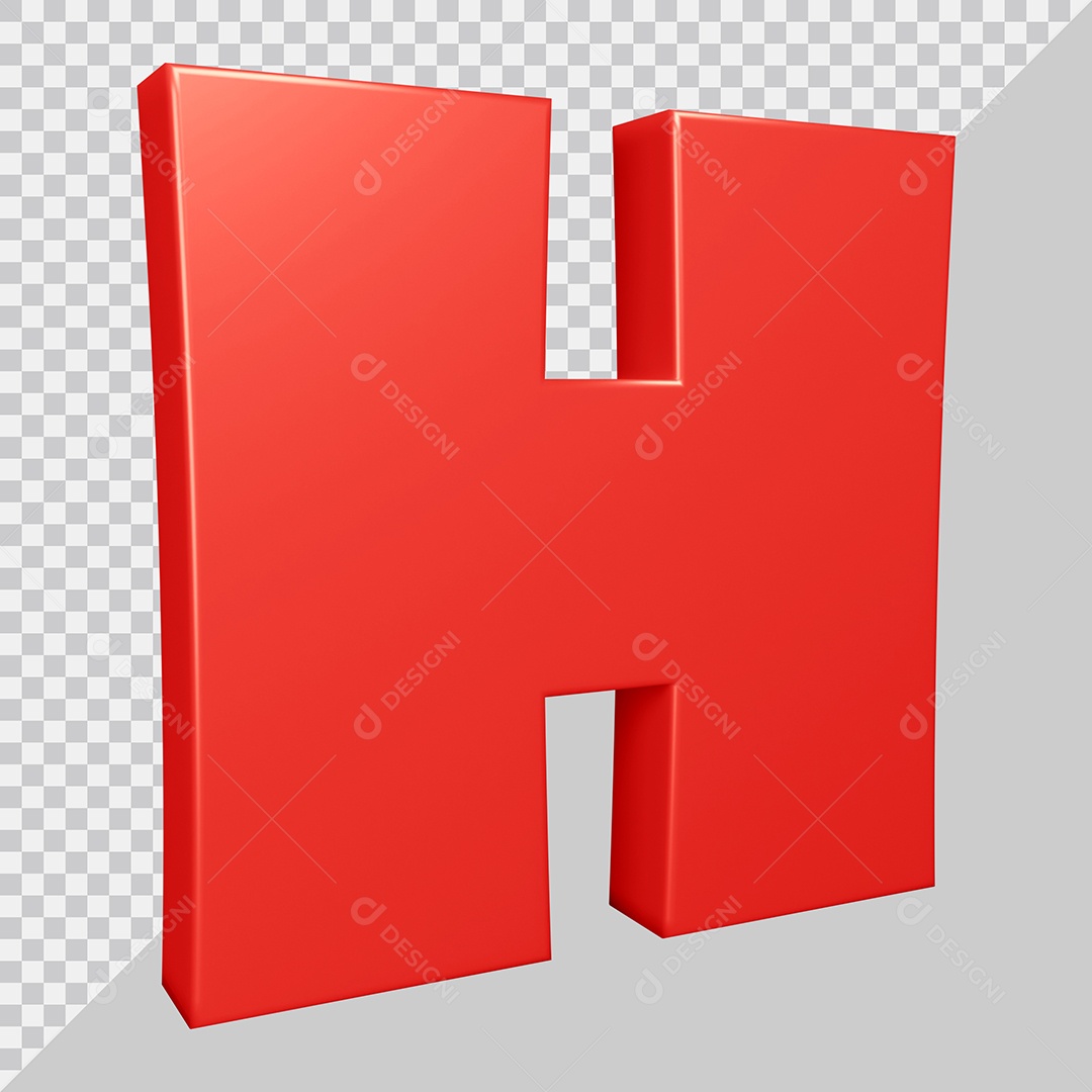Elemento 3D Para Composições Letra H Vermelha PSD