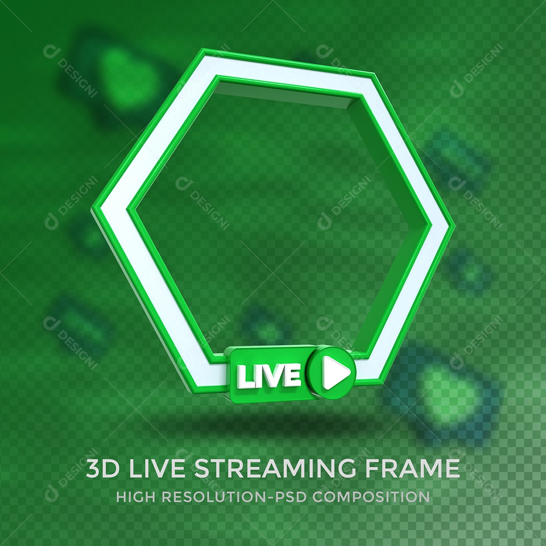 Quadro de Live Verde Elemento 3D para Composição PSD