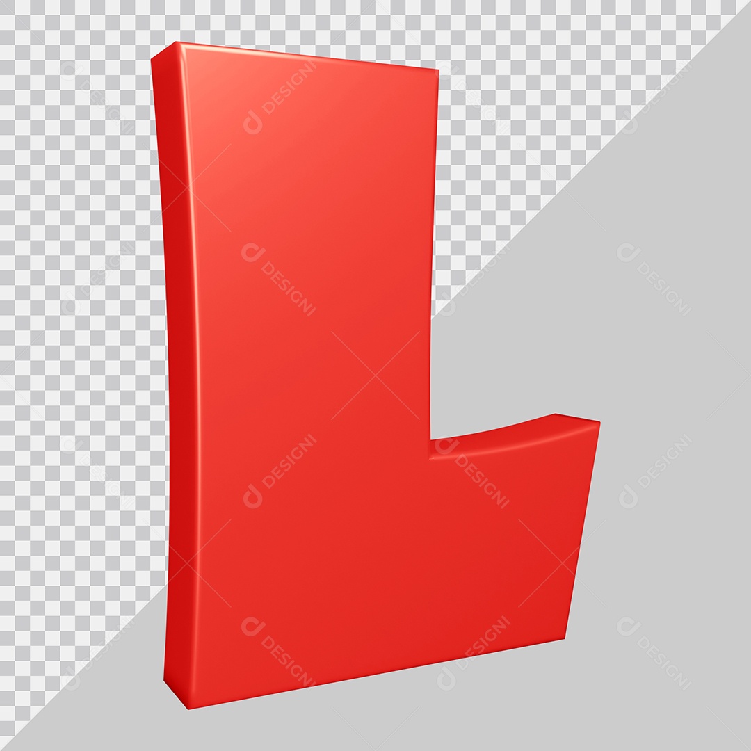 Elemento 3D Para Composições Letra L Vermelha PSD