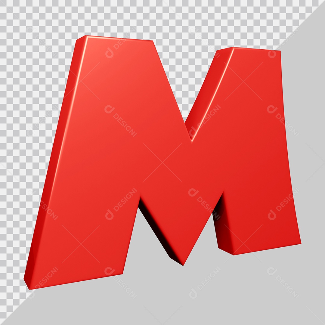 Elemento 3D Para Composições Letra M Vermelha PSD