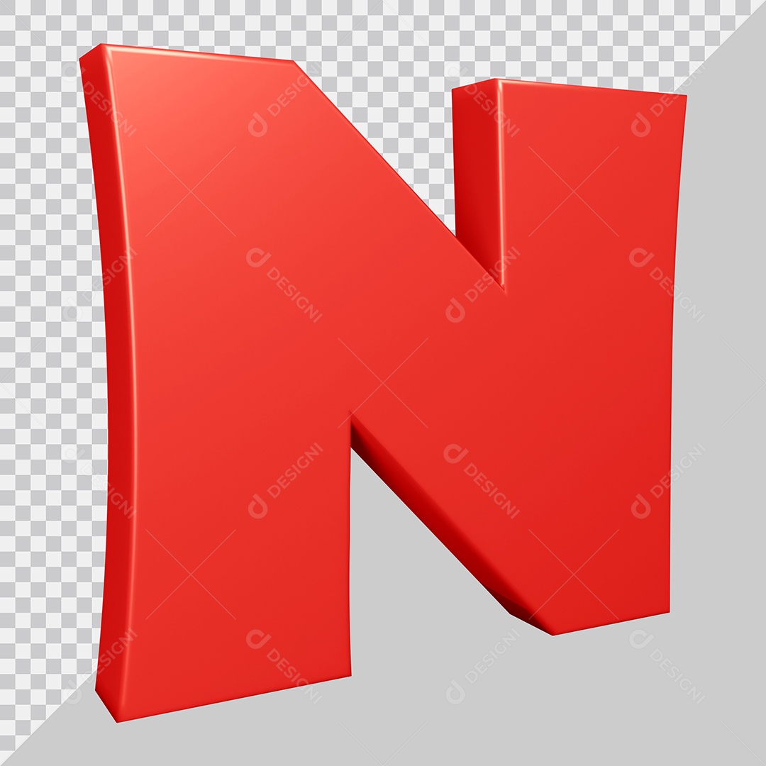 Elemento 3D Para Composições Letra N Vermelha PSD