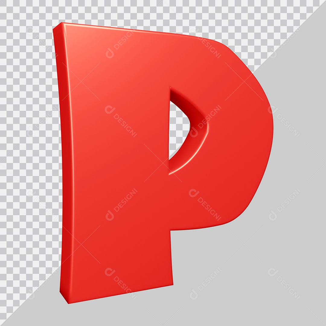 Elemento 3D Para Composições Letra P Vermelha PSD