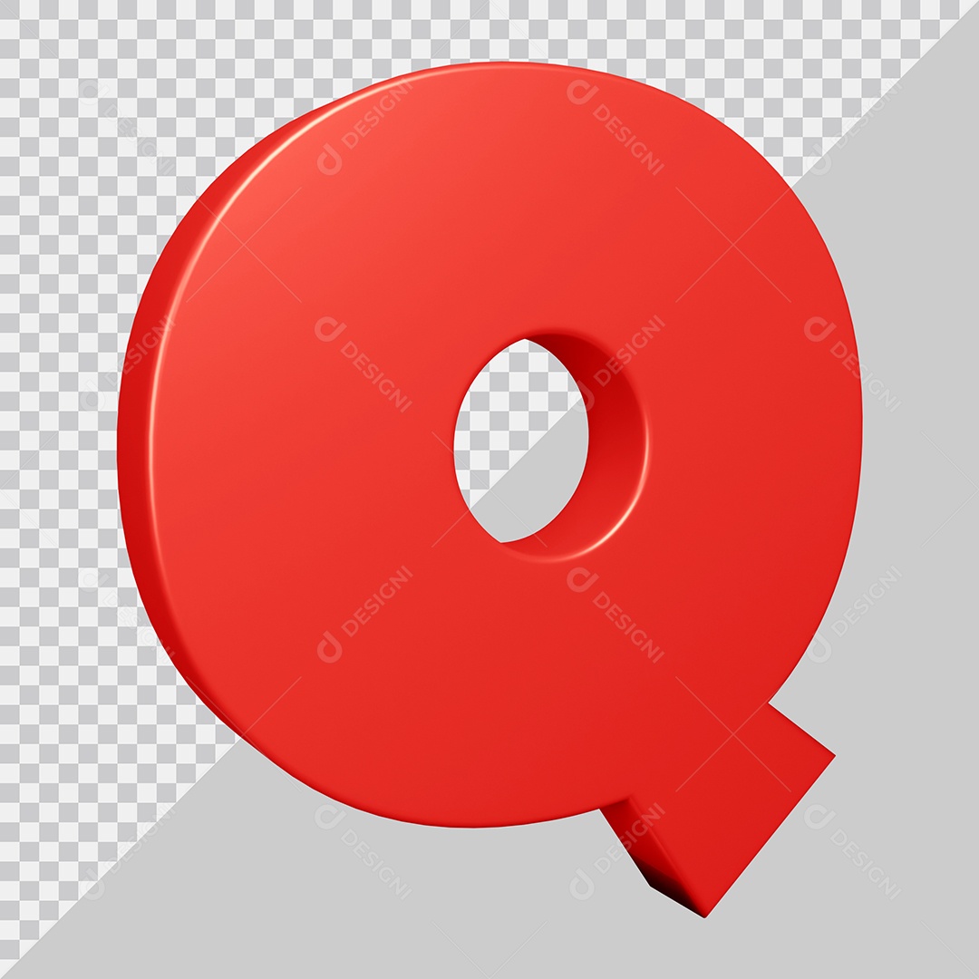 Elemento 3D Para Composições Letra Q Vermelha PSD