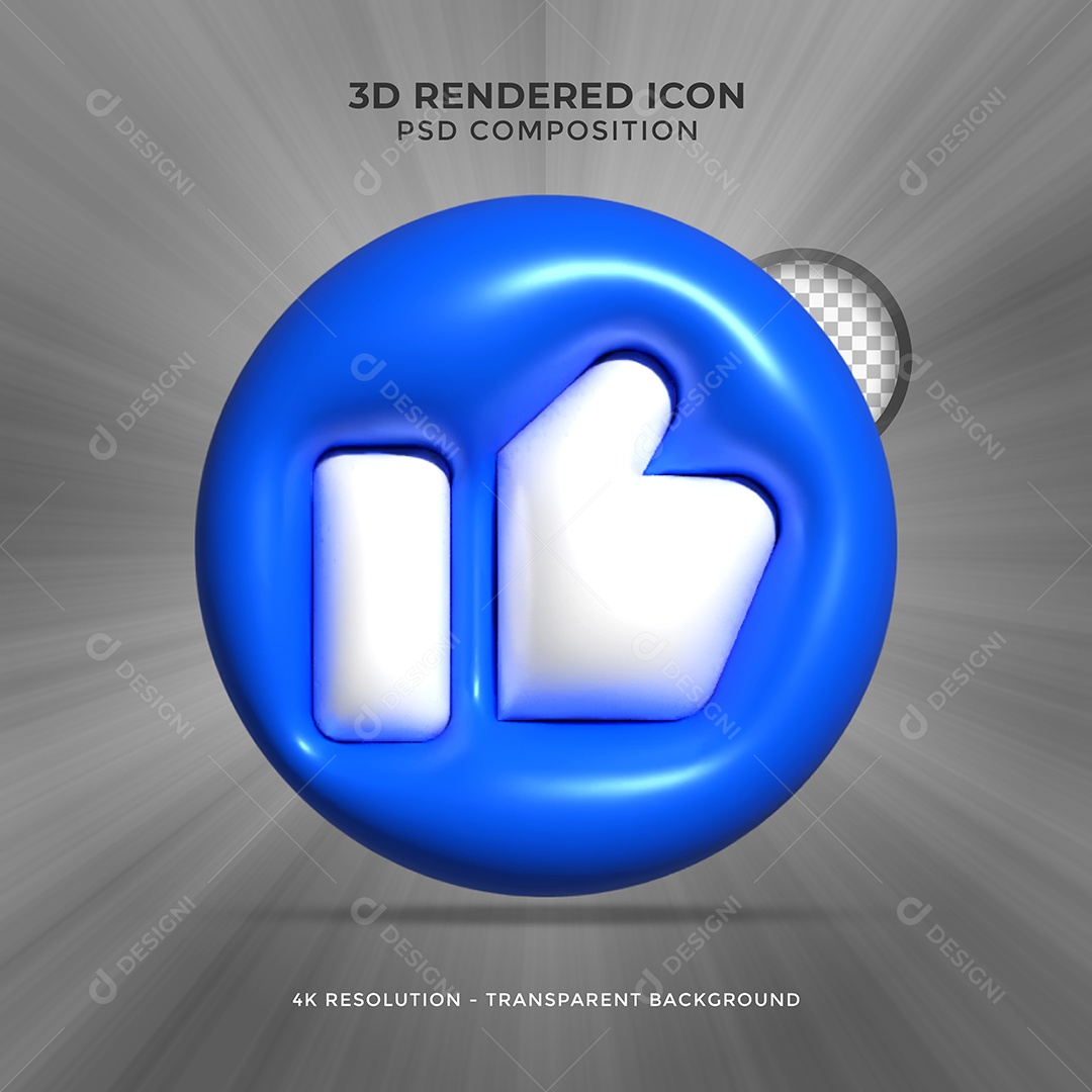 Like Azul do Facebook Elemento 3D para Composição PSD