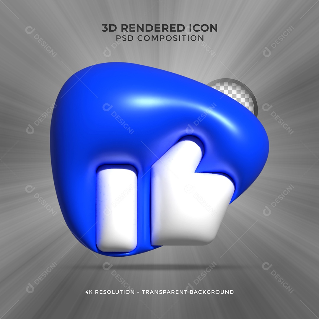 Like Azul do Facebook Elemento 3D para Composição PSD