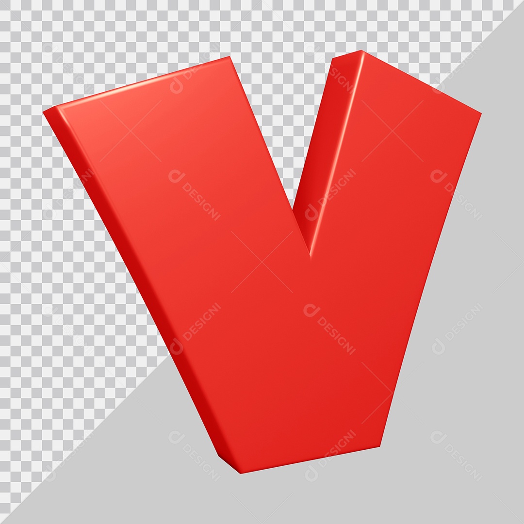 Elemento 3D Para Composições Letra V Vermelha PSD
