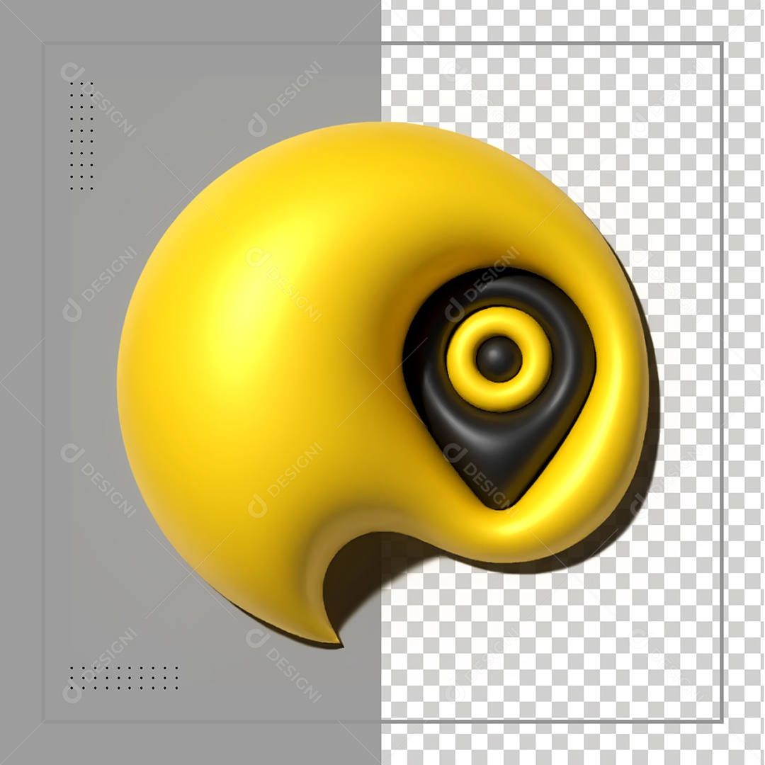 Ícone 3D de Localização Preto e Amarelo Elemento para Composição PSD