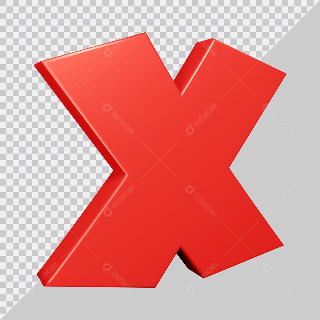 Elemento 3D Para Composições Letra x Vermelha PSD