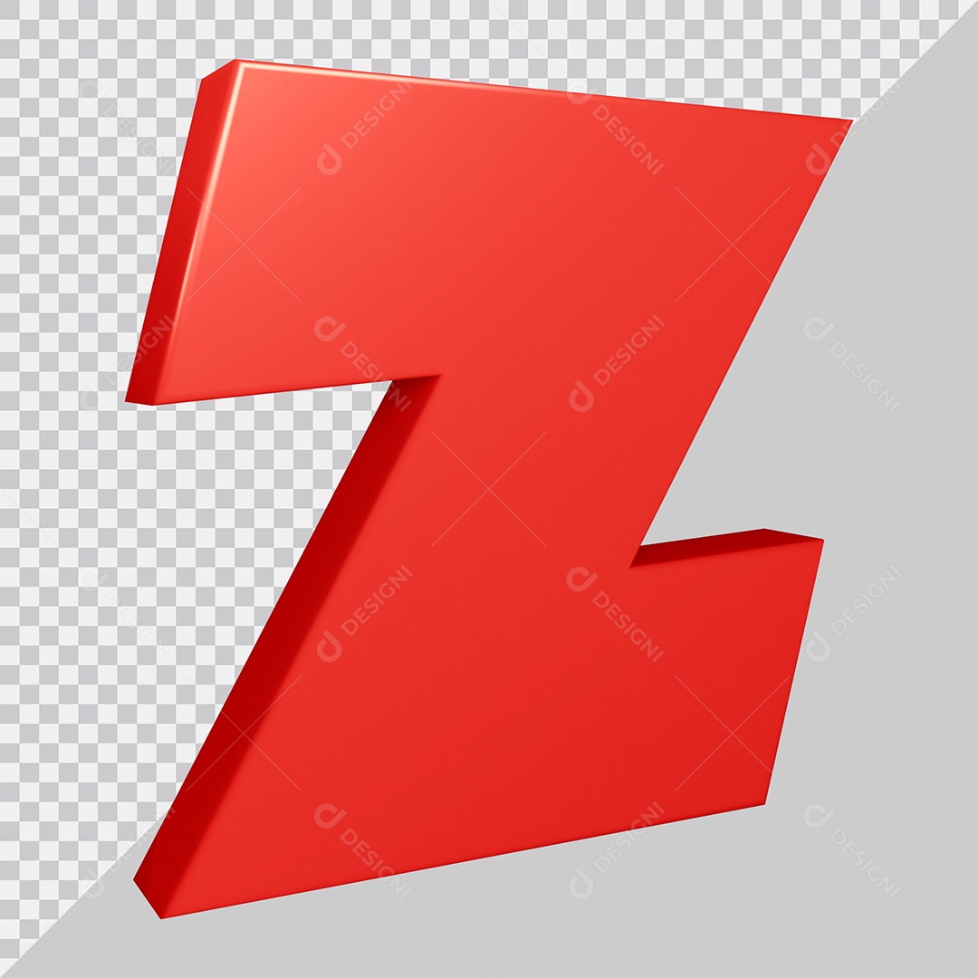 Elemento 3D Para Composições Letra Z Vermelha PSD