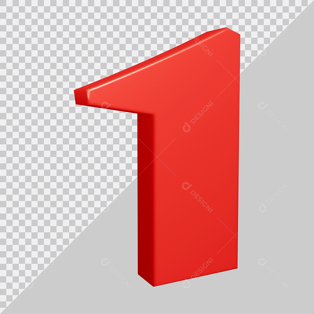 Elemento 3D Para Composições Número 1 Vermelha PSD